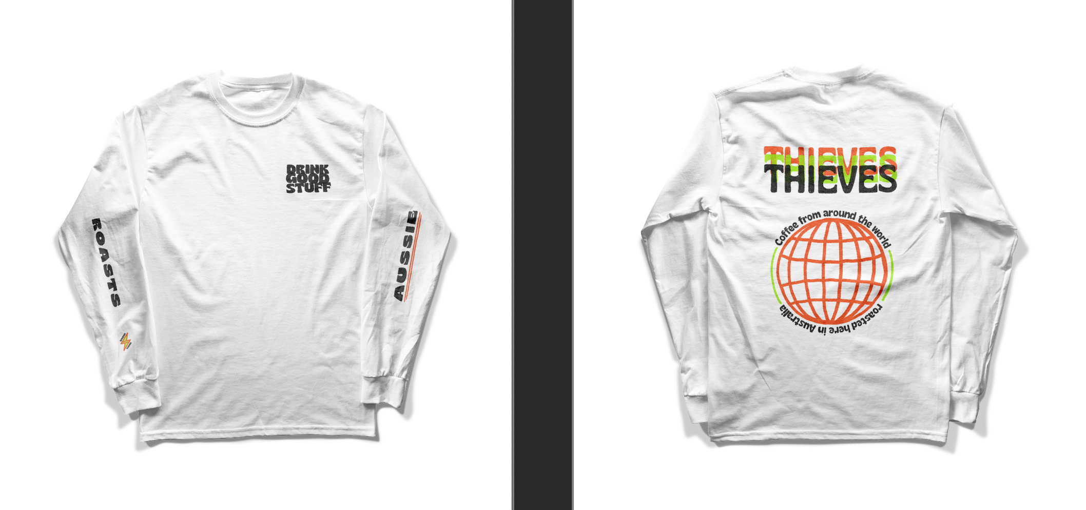 Thieves Coffee T-Shirt Long sleeve - Orange World