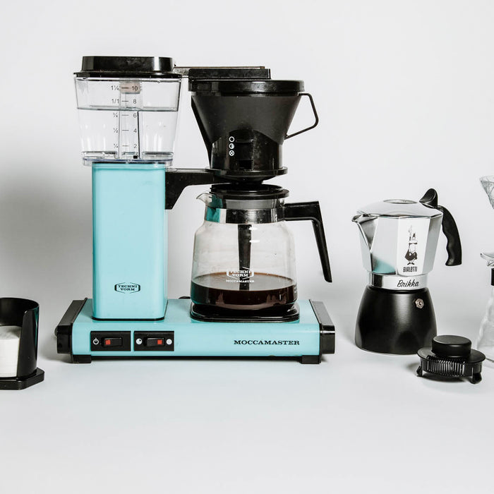 line up of coffee makers